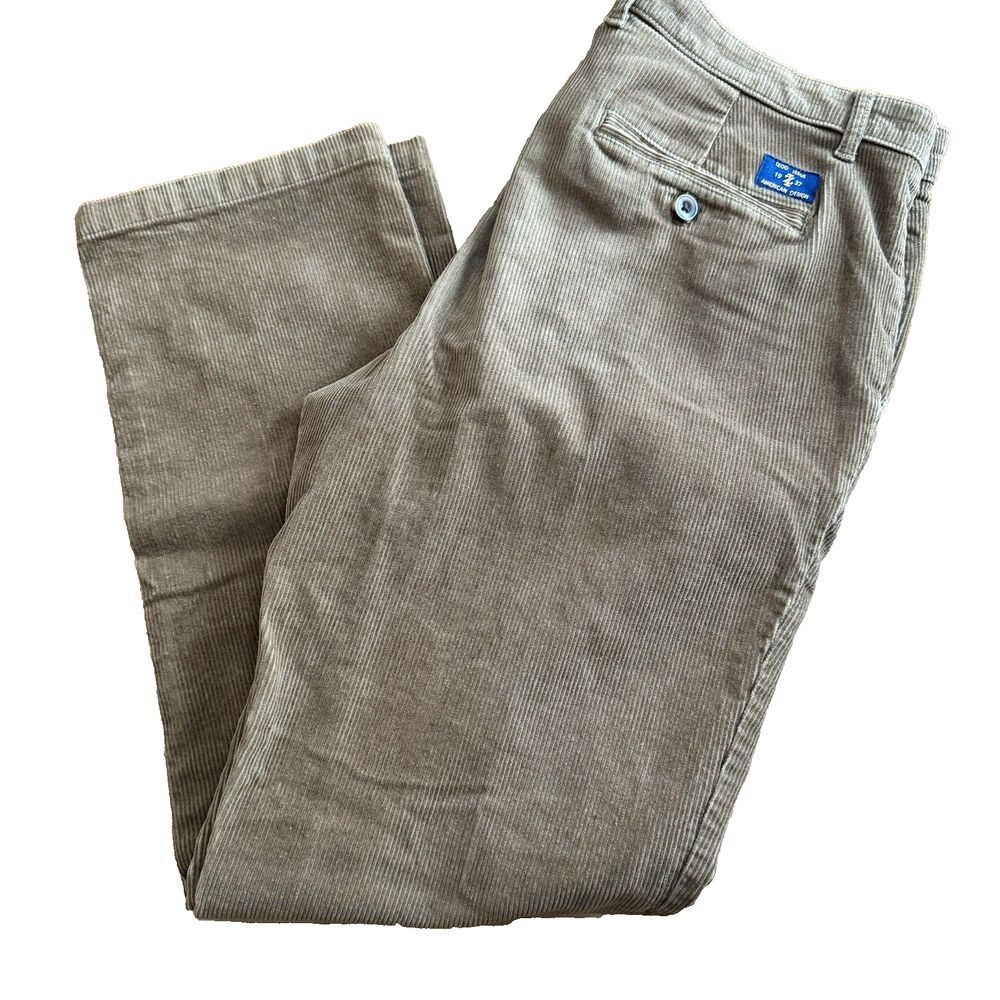 Izod Corduroy Pants Mens 34x30 Brown Straight Leg Stretch Cotton Casual